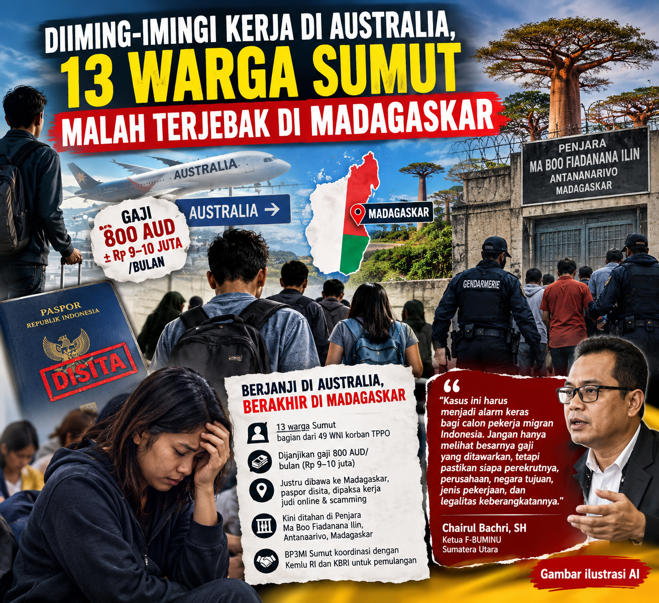 Dijanjikan Kerja di Luar Negeri, 13 Warga Sumut Malah Berakhir di Tahanan Madagaskar